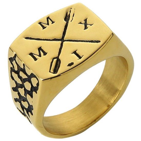 Mendes Zegelring Edelstaal Goudkleurig Arrow-17mm