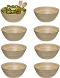 5Five Sla en serveer kommetjes - 8x - schaaltjes - bamboe hout - D17 x H7 cm - ontbijt - keuken