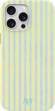AVY Hoesje geschikt voor Apple iPhone 15 Pro Max | Lemon Sky | Strepen | Blauw & Geel | Hard Shell Back Cover | Compatibel met MagSafe & Qi2