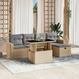 Maison Exclusive - Ensemble de meubles de jardin 6 pièces avec canapé et coussins, beige, en polyrotin