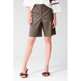 Shoeby Imitatieleren Wide Leg Bermuda Short - Bruin