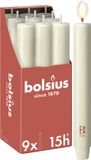 Bolsius - 9 Dinerkaarsen Rustiek Extra Breed - Ivoor - 23 cm - Diameter 3 cm - 15 Branduren