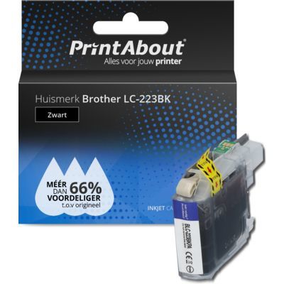 PrintAbout Huismerk LC-223BK Zwart | Compatibel met Brother
