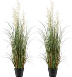 VEVOR Kunstgras Plant, 2-Pack 1194 mm Rietgras In Pot, PVC Kunstgroen, Grasstruik, Struikplant voor Binnen & Buiten, Huis, Tuin, Kantoor, Kamerdecoratie, Housewarming Party, Groen