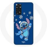 Maniacase Hoesje voor Xiaomi Redmi Note 11 4G Stitch sneeuw Kerst blauw