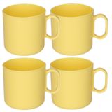 Plasticforte onbreekbare Drinkbekers - 4x - kunststof - 320 ml - geel - kinderen - camping - mokken