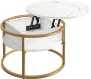 Vicco Marlo Salontafel – 57 x 57 cm Marmer Wit/Goud
