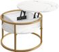 Vicco Marlo Salontafel – 57 x 57 cm Marmer Wit/Goud