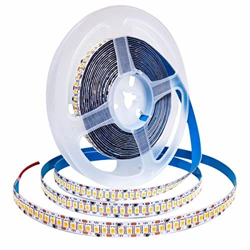 Tesfish Ledstrip 12V, warm wit 3000K LED lichtstrip 5m SMD 2835 IP20 240 LEDs/M totaal 1200 leds super heldere led strip lights voor slaapkamer, keuken decoratie