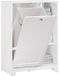 SoBuy Meuble de salle de bain avec sac à linge, meuble colonne avec 3 étagères et 1 panier à linge, blanc, 60x37x86 cm, BZR105-W