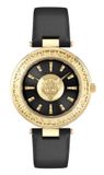 Plein Sport PSCEA0124 Dames Polshorloge Zwart/Goudkleurig Leer Kwarts Analoog