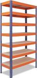 Shelfplaza PRO metalen stellingkast - 230x100x45 cm - blauw-oranje - 7 planken