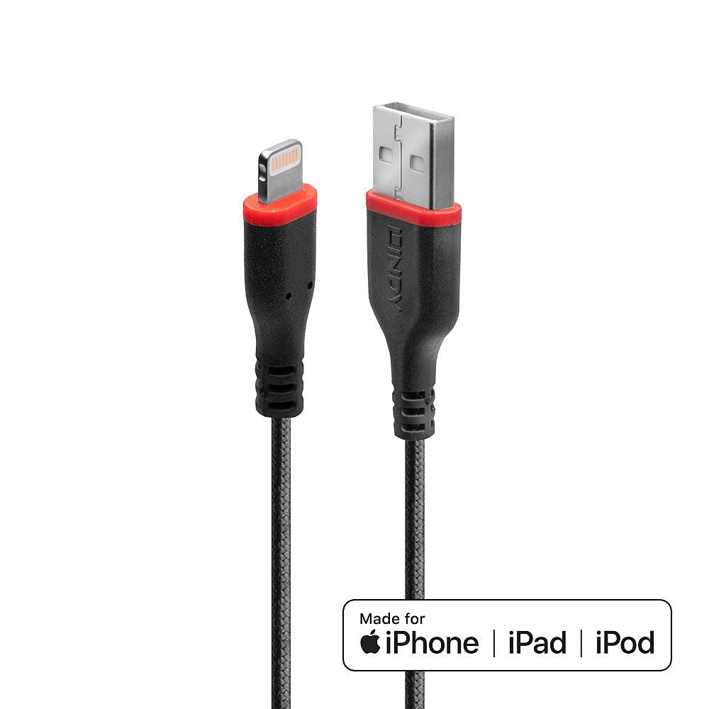 Lindy 31291 Lightning naar USB Kabel - 1m - Zwart