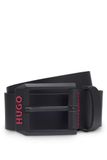 HUGO Leren Riem Gelio B-Red Sz40 Belt W90 Black Zwart