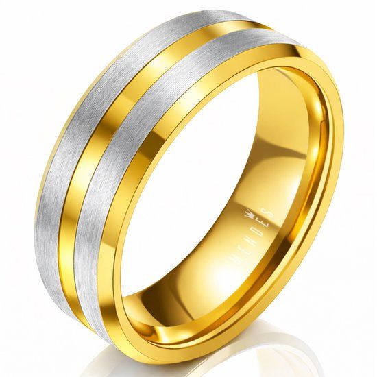 Mendes Jewelry Heren ring Wolfraam Verguld Zilverkleurig Goudkleurig 8mm-21.5mm