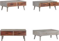 vidaXL Salontafel 100x60x40 cm massief ruw mangohout grijs