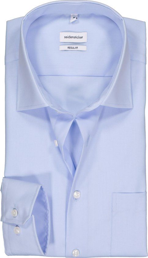 Seidensticker Regular Fit Overhemd Lichtblauw - Maat 44 - Heren