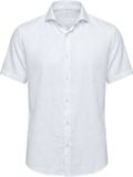 Vercate Linnen Overhemd Korte Mouwen Slim Fit Heren Wit Maat: 38/S
