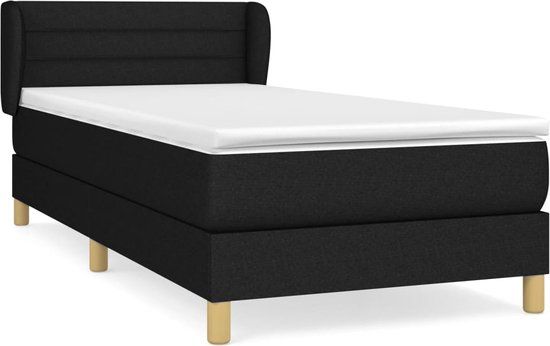 vidaXL Boxspring met matras stof zwart 90x200 cm