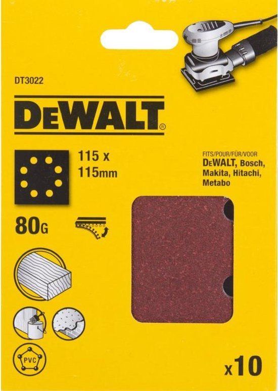 DeWalt Schuurvel Klithechting - 10 Stuks, K 80