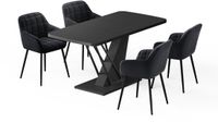 Vicco Table à manger Fenaro Noir 120 x 80 cm avec 4 chaises de salle à manger