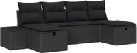 vidaXL Tuinbank - Set - 6 - st - Zwart - poly - rattan