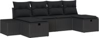 vidaXL Banc de jardin - Set - 6 - pièces - Noir - poly - rotin