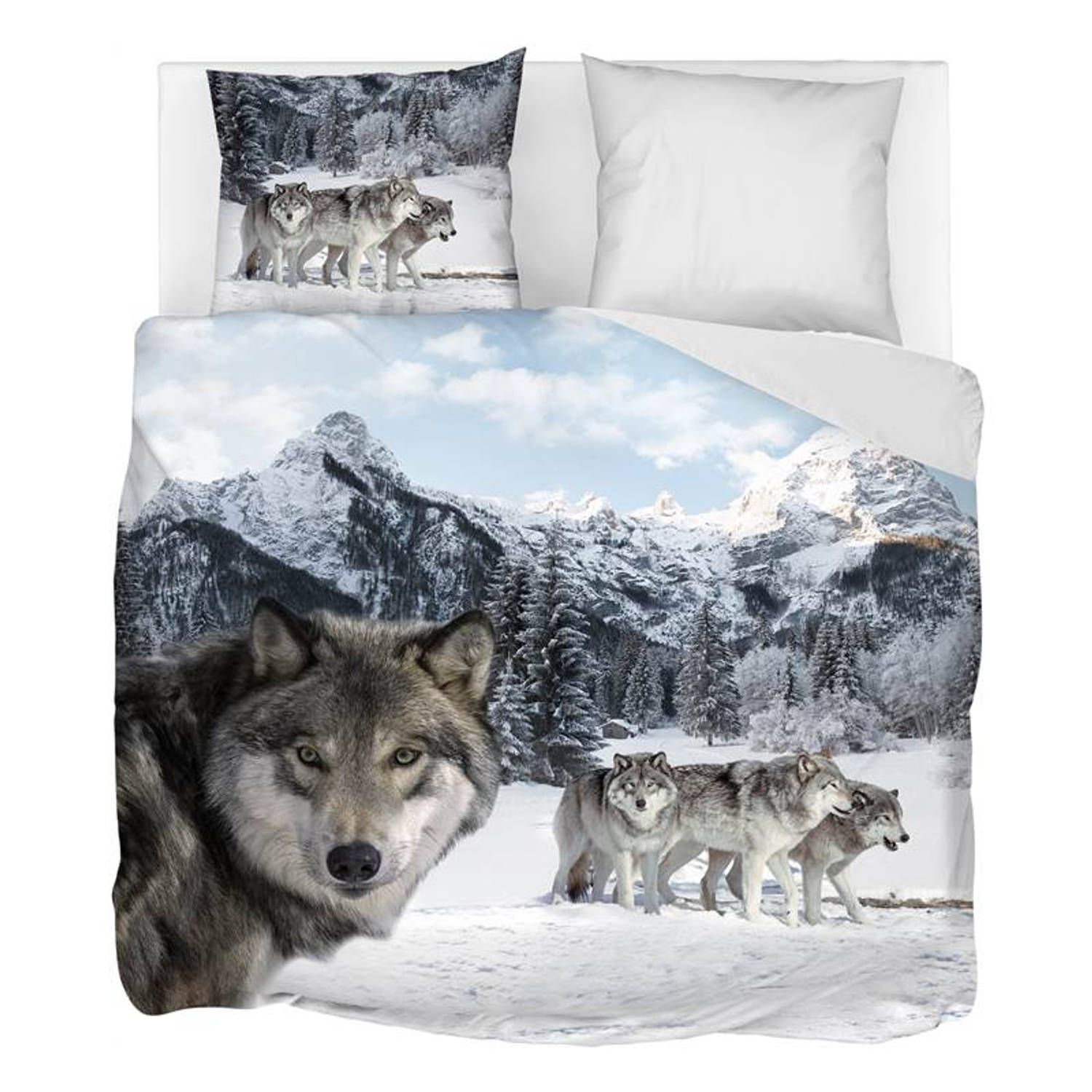 Snoozing Wolf - Flanel Dekbedovertrek - Lits-jumeaux 240x200/220 cm - Multi