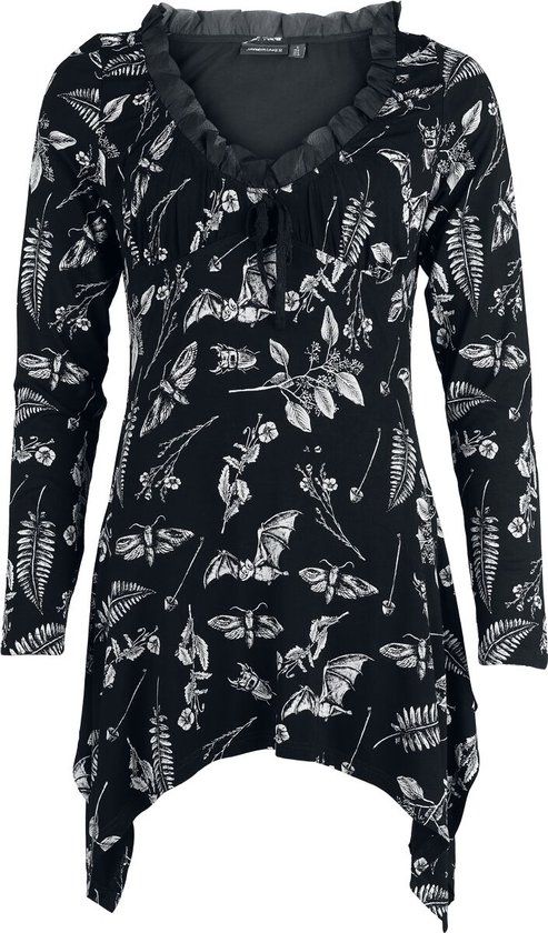 Jawbreaker Herbat Bat Dames Shirt met lange mouwen - zwart/wit - S