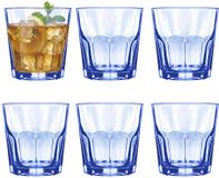 Alessandro Drinkglazen Casablanca - waterglazen - blauw transparant - glas - set 6x stuks - 260 ml