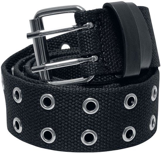 Urban Classics Polyester Eyelet Unisex Riem - zwart/zilverkleurig - S-M