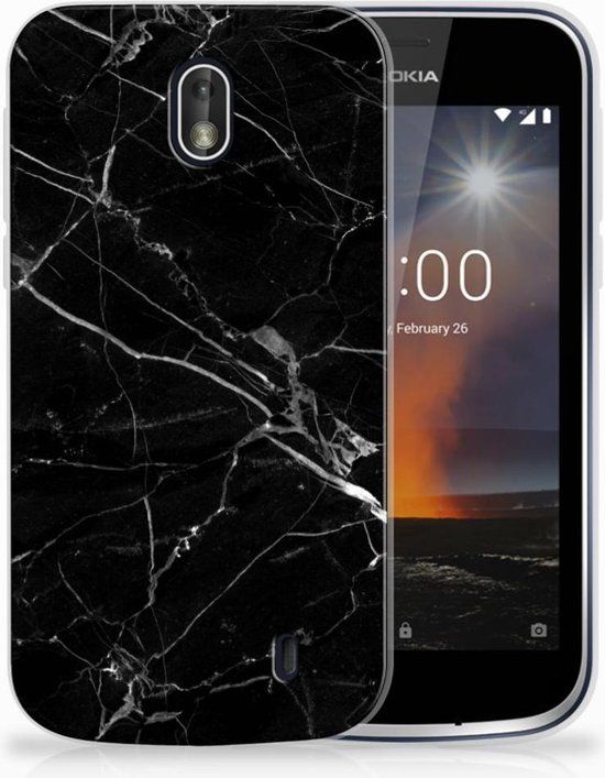 Nokia 1 TPU Back Cover - Marmer Zwart