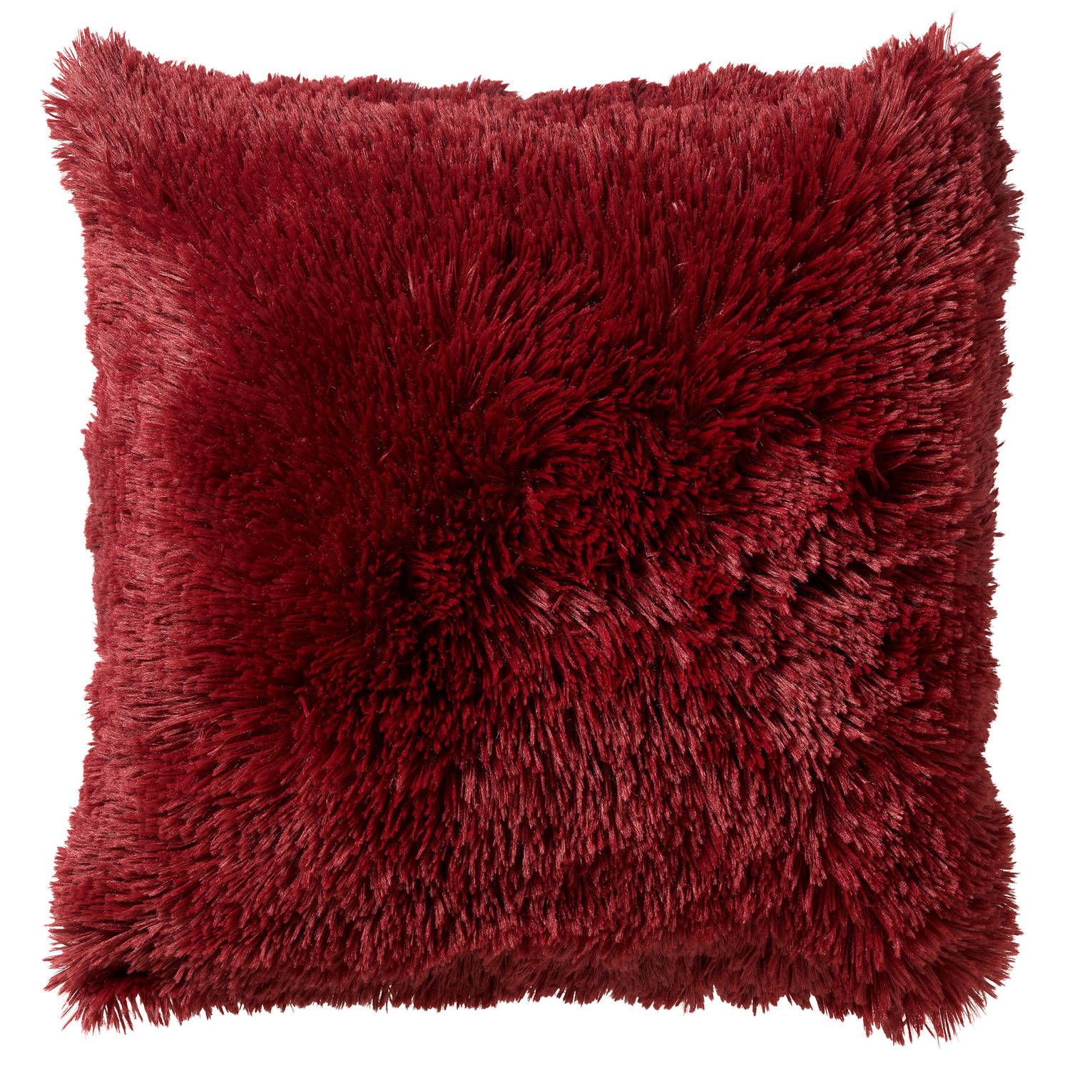 Dutch Decor fluffy sierkussen merlot 45x45 cm - rood