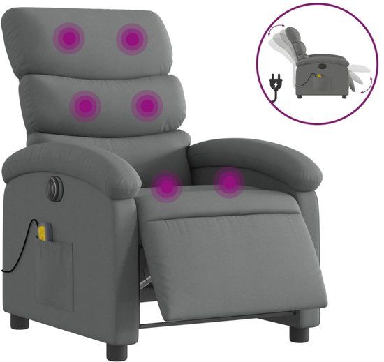 vidaXL Massagestoel elektrisch verstelbaar stof donkergrijs
