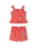 Minoti Kledingset Meisjes Rood Gingham Katoen