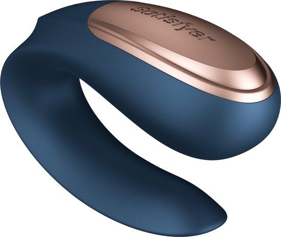 Satisfyer Double Plus Battery-Line | Vibrator voor koppels | U-vormige vibrator | 12 programma's | Donkerblauw