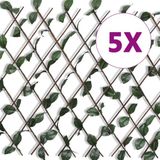 vidaXL Tuinlatwerk 5 stuks met kunstbladeren 180x90 cm Wilg