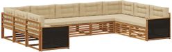 vidaXL - Salon d'extérieur - Ensemble - 9 pièces - Naturel - et - Beige - Acacia massif - Bois