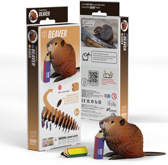 EUGY 3D Puzzel - Bever - Wilde Dieren - Duurzaam - Verzamel Ze Allemaal - 6 Jaar