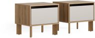 Vicco Nachtkastje Monti, Eikenhout Evoke/Kasjmier, 48.2 x 44 cm Set van 2