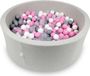 Viking Choice Ballenbak rond licht grijs - 500 ballen - 115 x 40 cm - ballenbad - licht roze 7 cm ballen