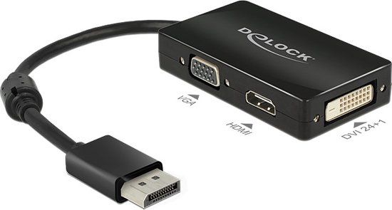 Delock DisplayPort naar HDMI/DVI/VGA Adapter - 0.15m - Zwart