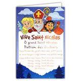 Afie 68-1302 kaart Vive Saint Nikolaus, rood, glanzend, 6 december liedje, motief schoolkinderen
