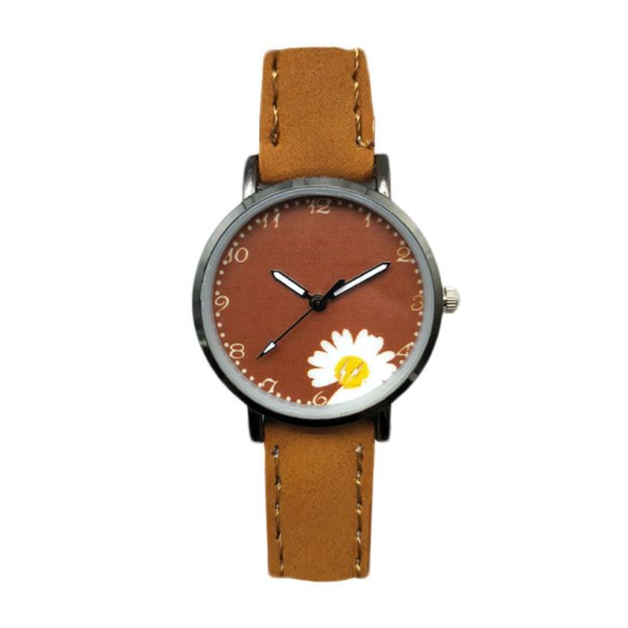 MSTIANQ Minimalistisch Dames Horloge - Bruin Lederen Bandje