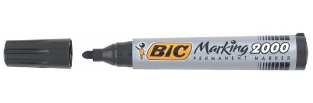 BIC Marking 2000 Permanent Marker - Black - Bullet Tip - 12 Pack