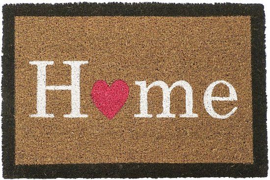 Deurmat/droogloopmat kokosvezel naturel home zwarte rand 60 x 40 cm - schoonloopmatten voor binnen en buiten