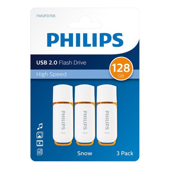 Philips FM12FD70E Snow Edition USB Stick - 128GB - 3-Pack - Sunrise Orange