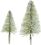 Decoris Kerstboom Mini kerstboom op clip set a 4 stuks