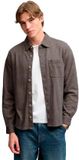 Superdry - Twill Tweed Jersey Overhemd - Heren - Lange mouwen shirts - Maat S - Katoen/Polyester/Elastaan - Taupe tweed
