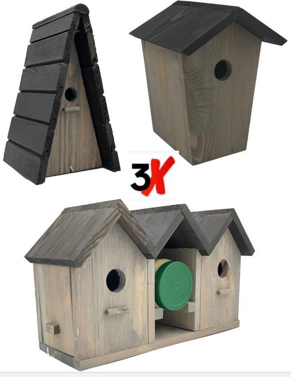 Garden Spirit - Set 3 Vogelhuisjes - Pindakaashuisje + Pindakaas